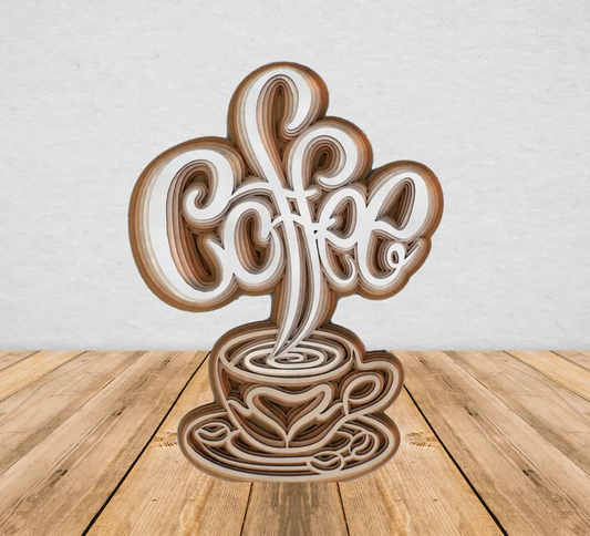 Coffee Sign 3-D Cup Kitchen Decor Restaurant Wall Hanging Angel Tree Designs